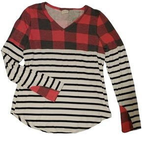 Plaid and striped knit shirt, XL